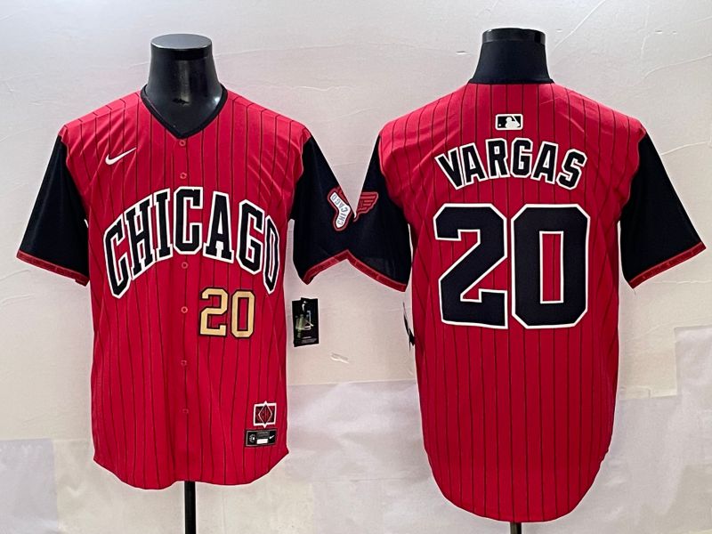 Men 2025 Chicago White Sox #20 Vargas Red Stripe Joint Name Nike MLB Jersey style 2->chicago white sox->MLB Jersey